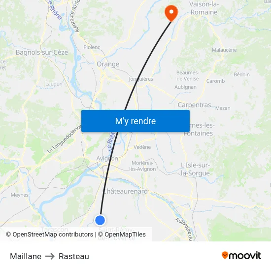 Maillane to Rasteau map