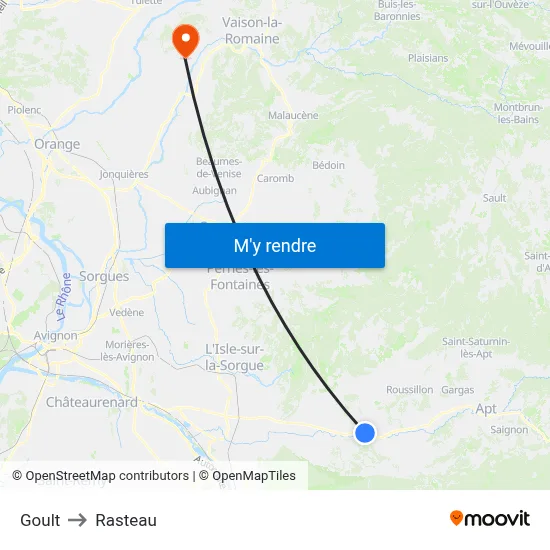 Goult to Rasteau map