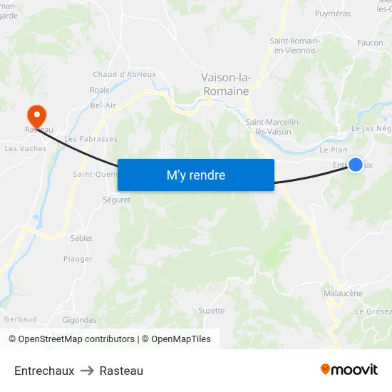 Entrechaux to Rasteau map
