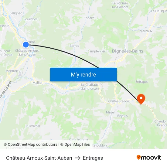 Château-Arnoux-Saint-Auban to Entrages map
