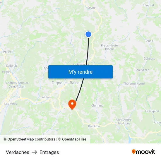 Verdaches to Entrages map