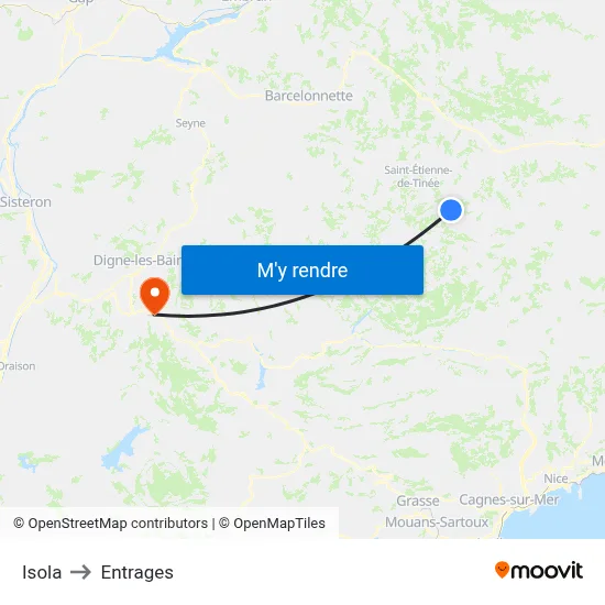 Isola to Entrages map