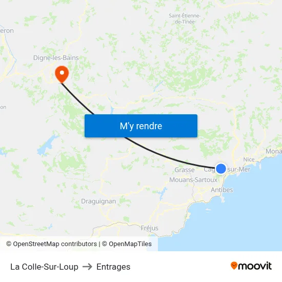 La Colle-Sur-Loup to Entrages map