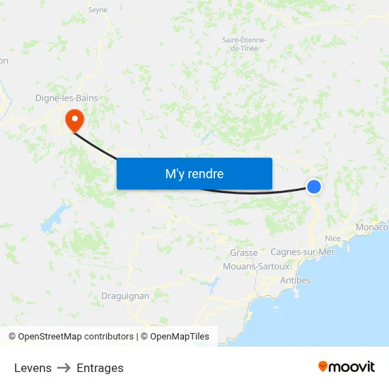 Levens to Entrages map