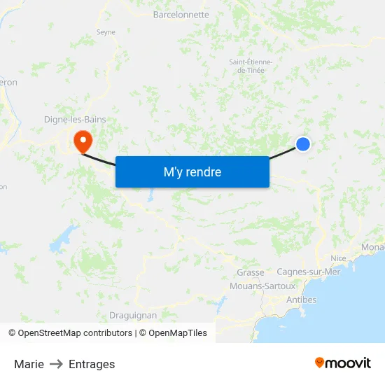 Marie to Entrages map