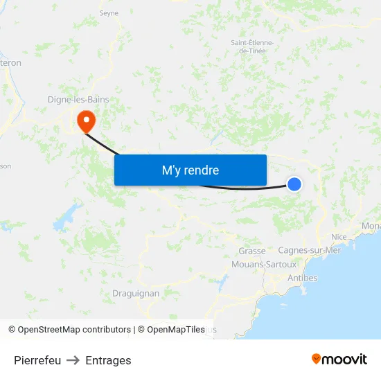 Pierrefeu to Entrages map