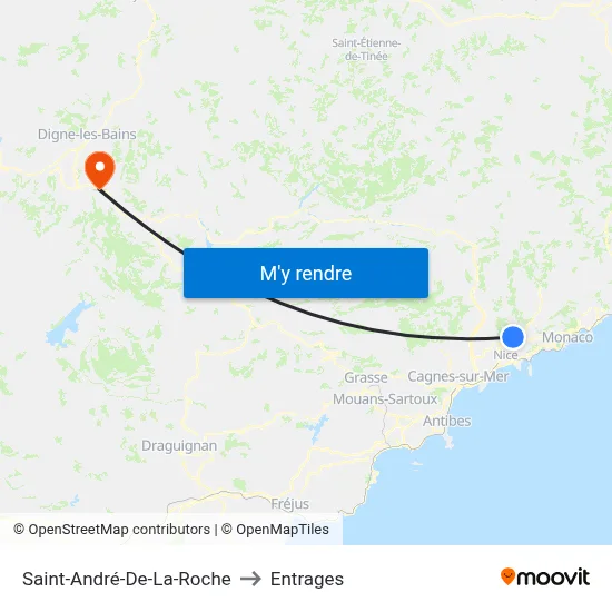 Saint-André-De-La-Roche to Entrages map