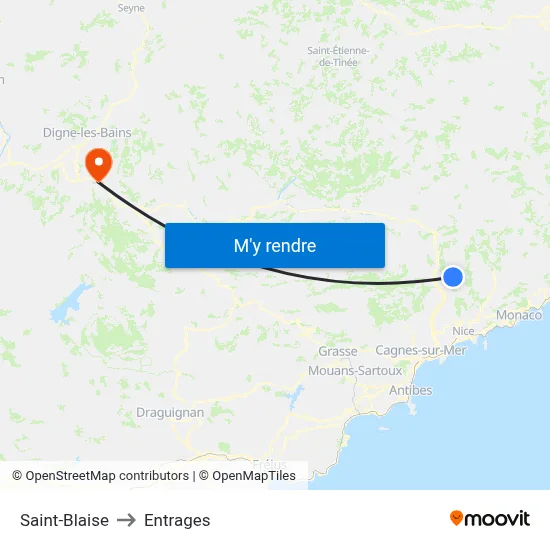 Saint-Blaise to Entrages map