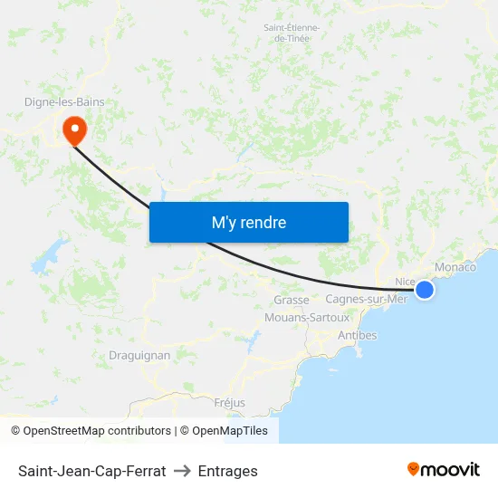 Saint-Jean-Cap-Ferrat to Entrages map