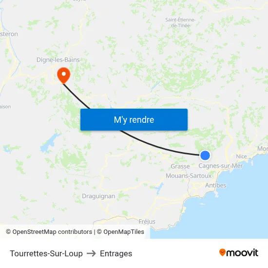 Tourrettes-Sur-Loup to Entrages map