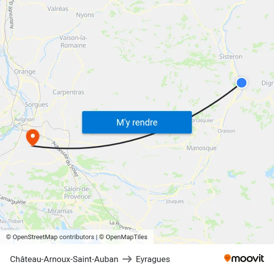 Château-Arnoux-Saint-Auban to Eyragues map