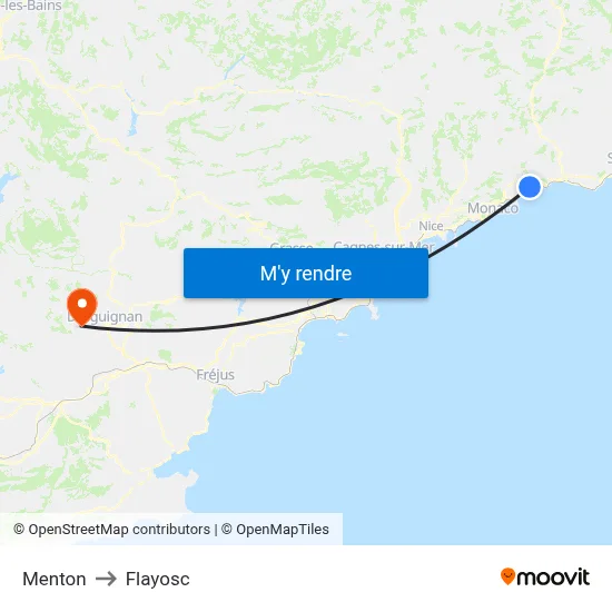 Menton to Flayosc map