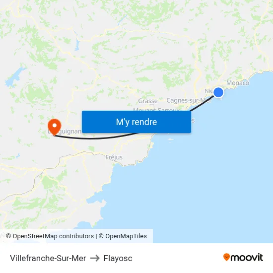 Villefranche-Sur-Mer to Flayosc map