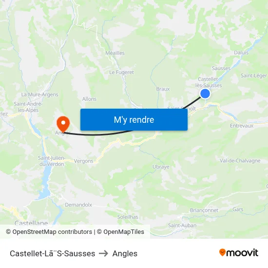 Castellet-Lã¨S-Sausses to Angles map