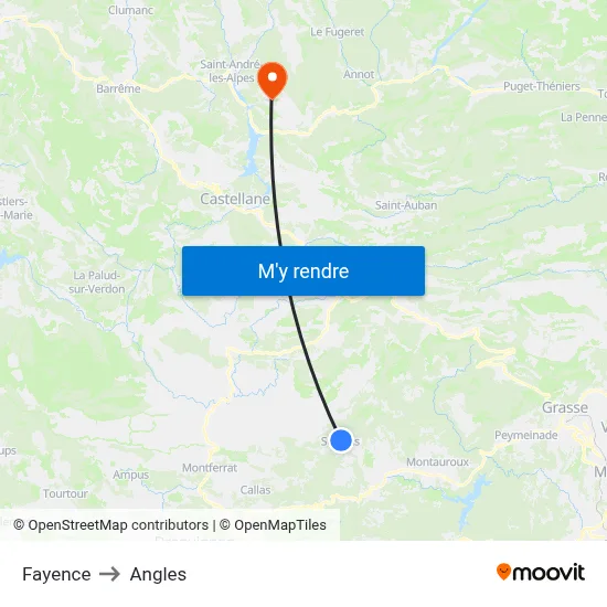 Fayence to Angles map