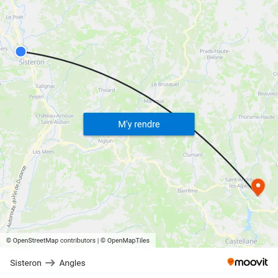 Sisteron to Angles map