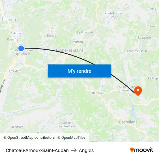 Château-Arnoux-Saint-Auban to Angles map