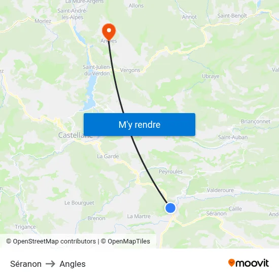 Séranon to Angles map