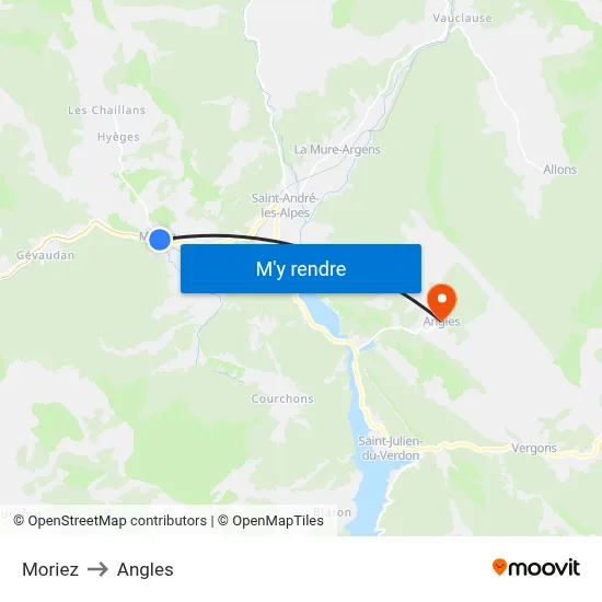 Moriez to Angles map