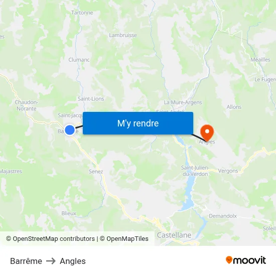 Barrême to Angles map