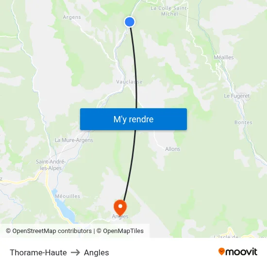 Thorame-Haute to Angles map