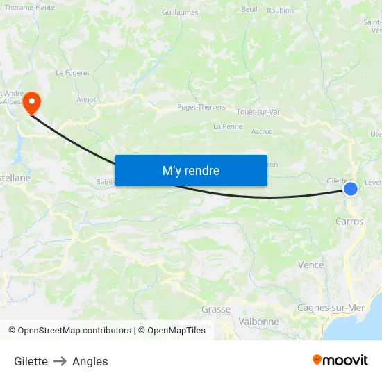 Gilette to Angles map