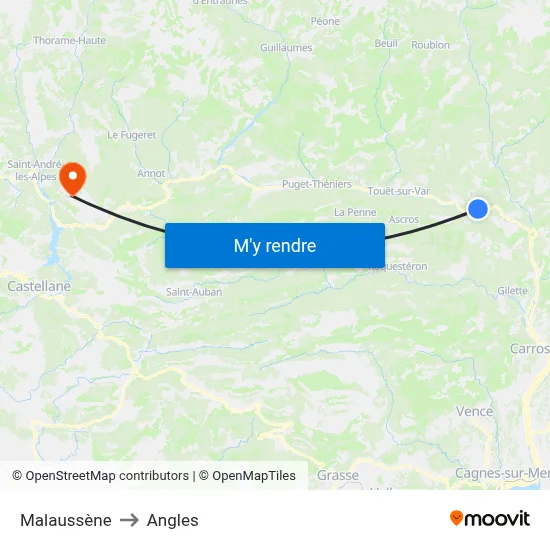 Malaussène to Angles map