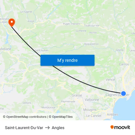 Saint-Laurent-Du-Var to Angles map