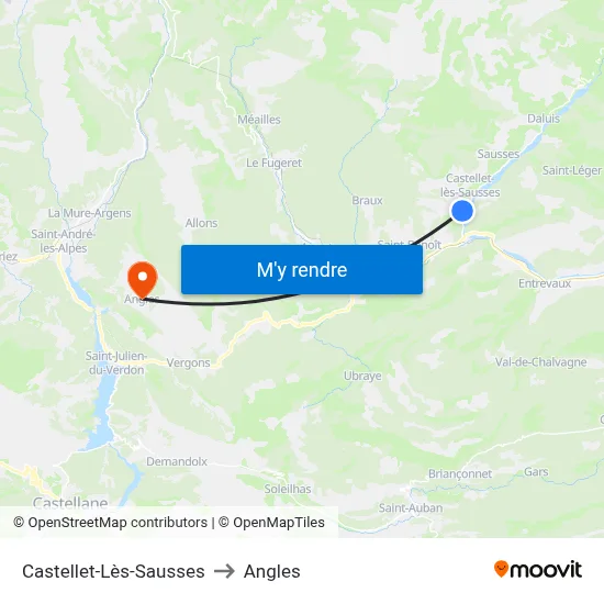 Castellet-Lès-Sausses to Angles map