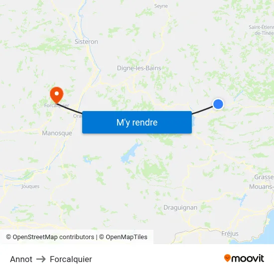 Annot to Forcalquier map