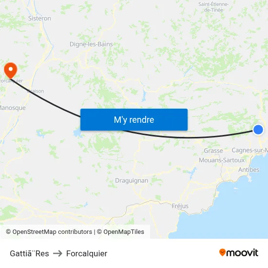 Gattiã¨Res to Forcalquier map