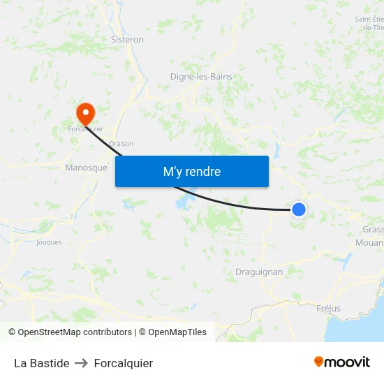 La Bastide to Forcalquier map