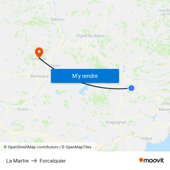 La Martre to Forcalquier map