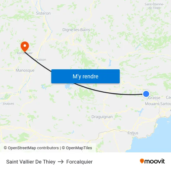 Saint Vallier De Thiey to Forcalquier map