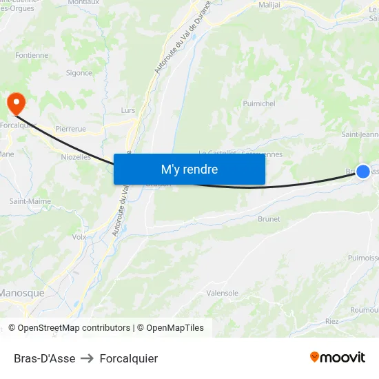 Bras-D'Asse to Forcalquier map