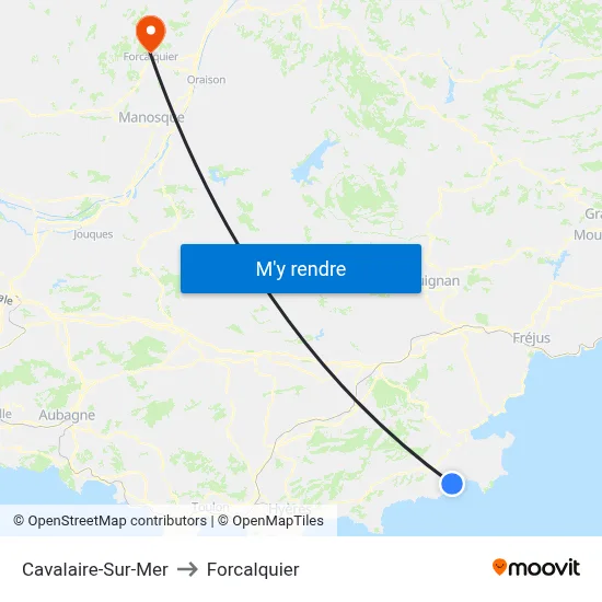 Cavalaire-Sur-Mer to Forcalquier map