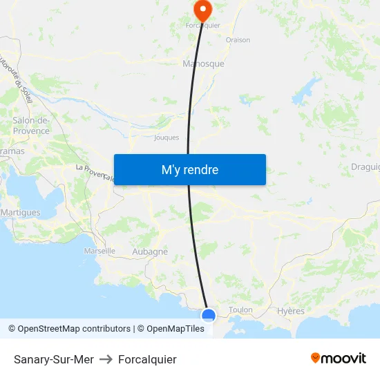 Sanary-Sur-Mer to Forcalquier map