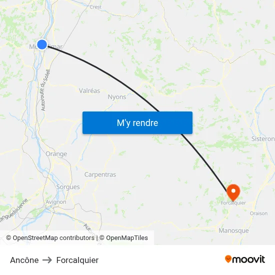 Ancône to Forcalquier map