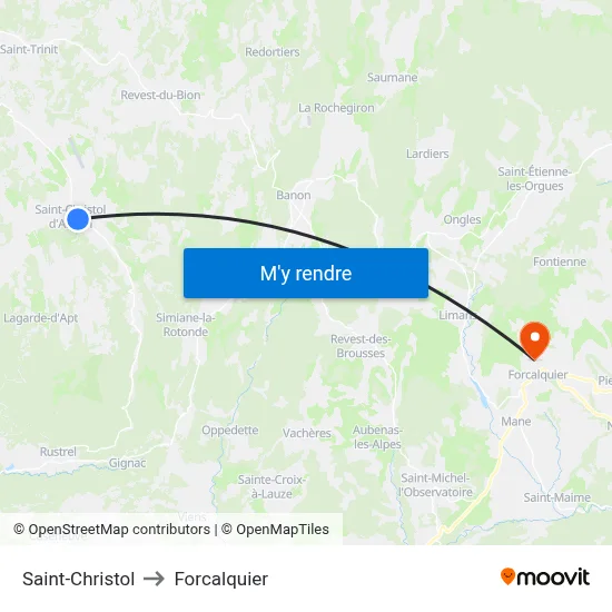 Saint-Christol to Forcalquier map