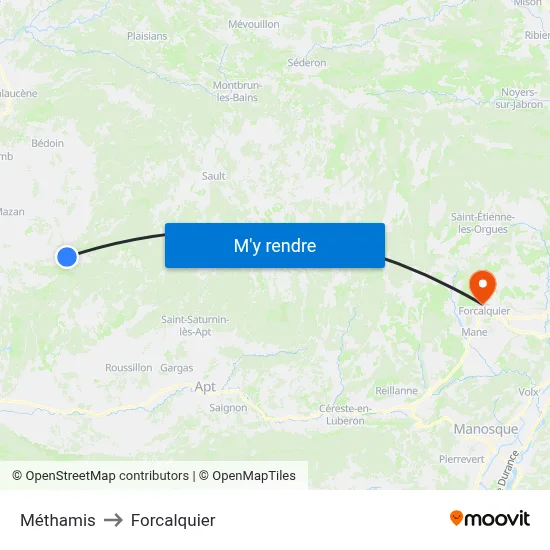 Méthamis to Forcalquier map