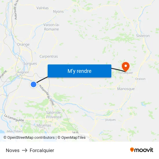 Noves to Forcalquier map