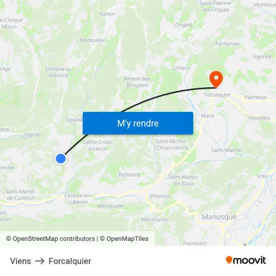 Viens to Forcalquier map