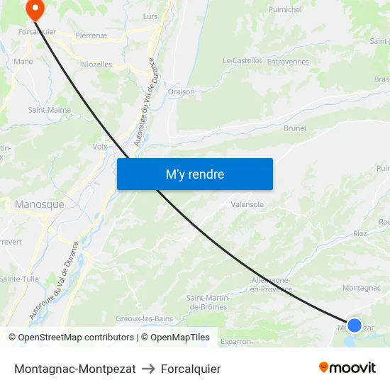 Montagnac-Montpezat to Forcalquier map