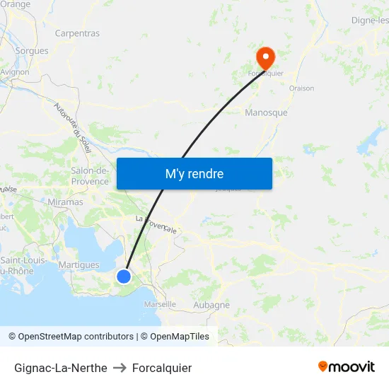 Gignac-La-Nerthe to Forcalquier map