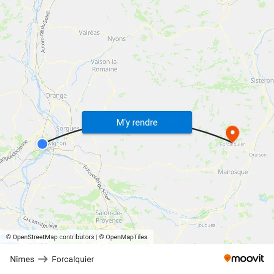 Nîmes to Forcalquier map