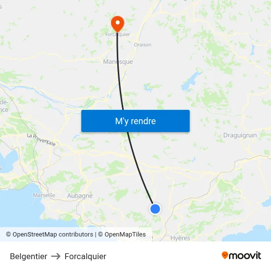 Belgentier to Forcalquier map