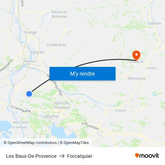 Les Baux-De-Provence to Forcalquier map