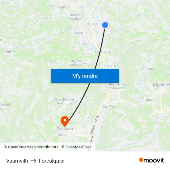 Vaumeilh to Forcalquier map