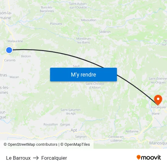 Le Barroux to Forcalquier map