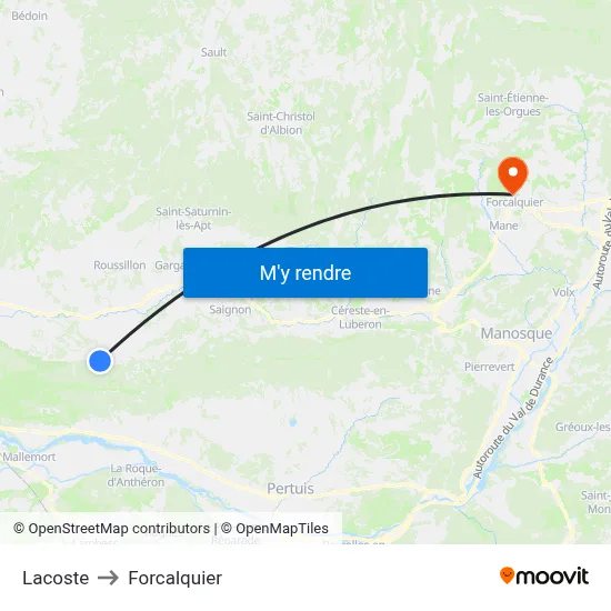 Lacoste to Forcalquier map